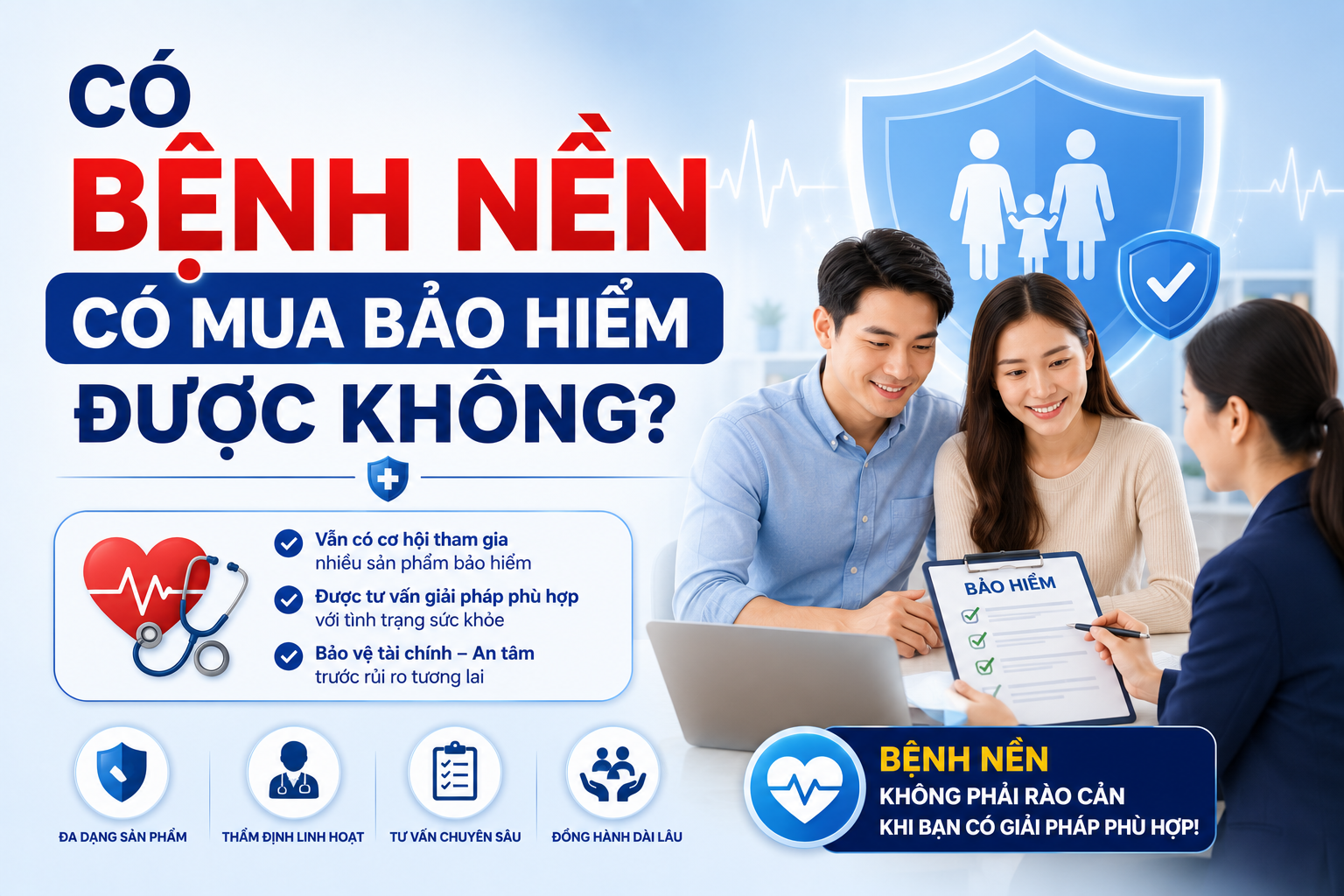 Khách hàng có bệnh nền trao đổi hồ sơ sức khỏe trước khi mua bảo hiểm